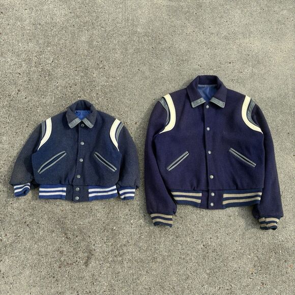 Other - Vintage 50's Father Son Set Wool Leather Ricky Jackets Reversible Rockabilly